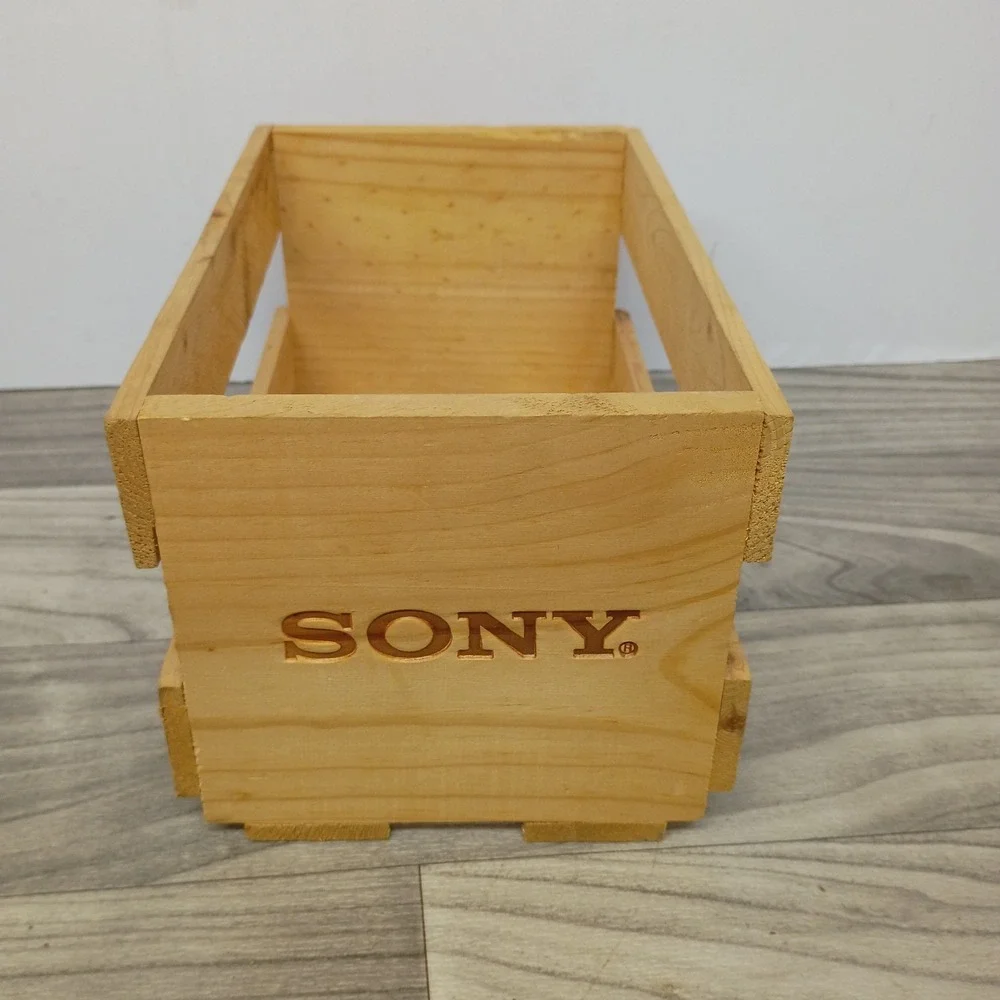Sony Compact Disc Digital Audio Wooden 20 CD Storage Crate Rack Vintage
